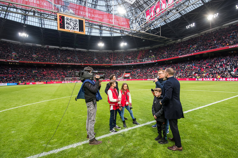 Camera crew pitchside during a European away match