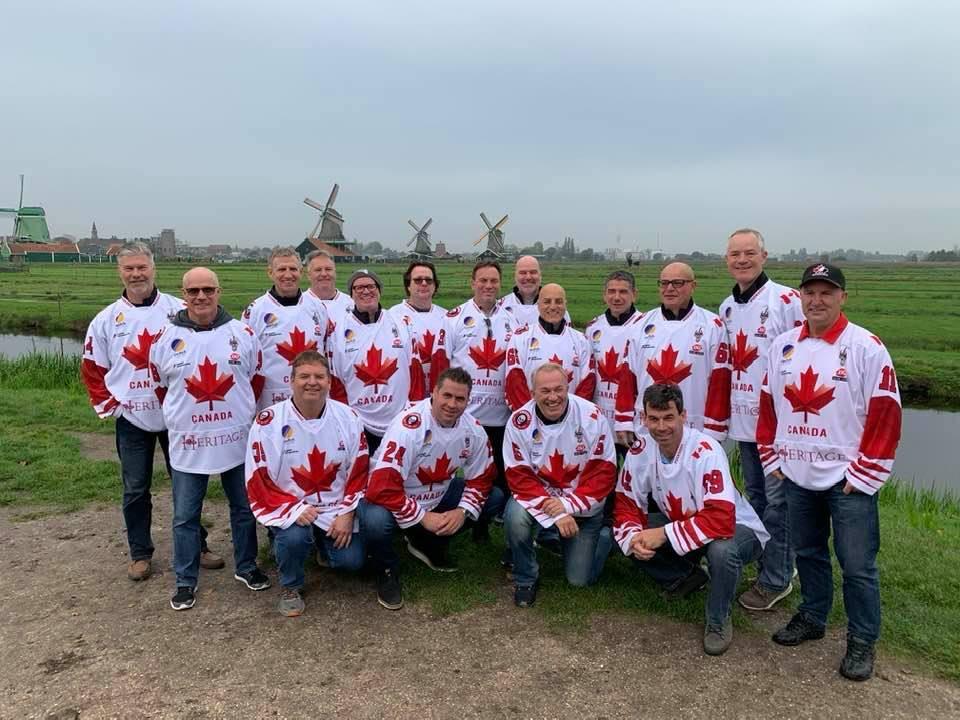 Canadian group in team kit during a tour through Europe