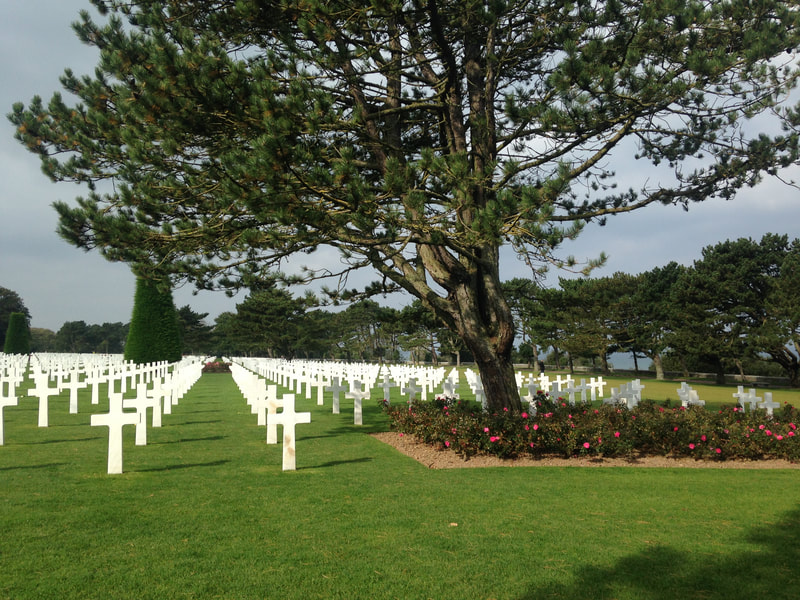 American cemetery in Normandy with white crosses