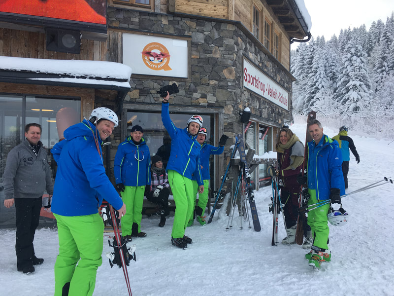 Group in ski gear during a winter ski incentive